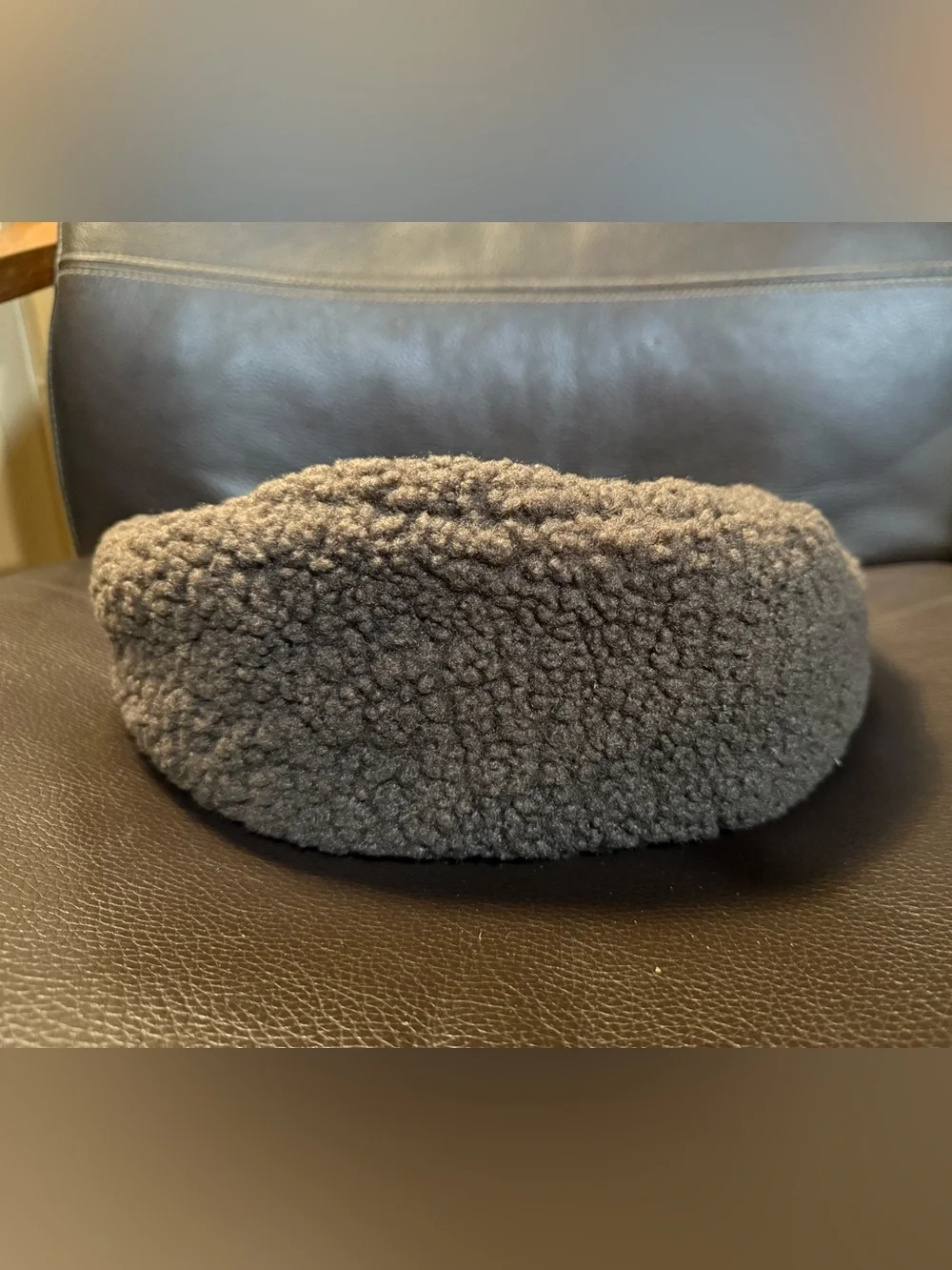 Plush Sherpa Crescent Shoulder Bag in Dark Brown